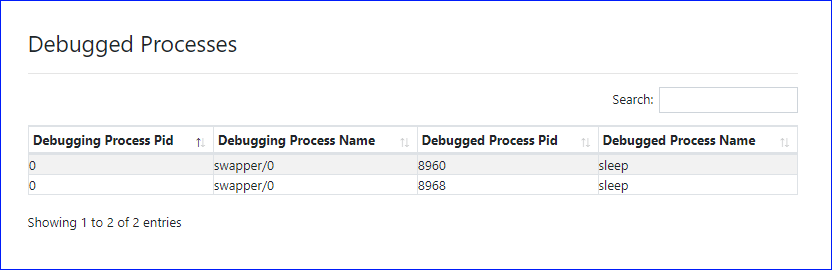 Debugged Processes Report