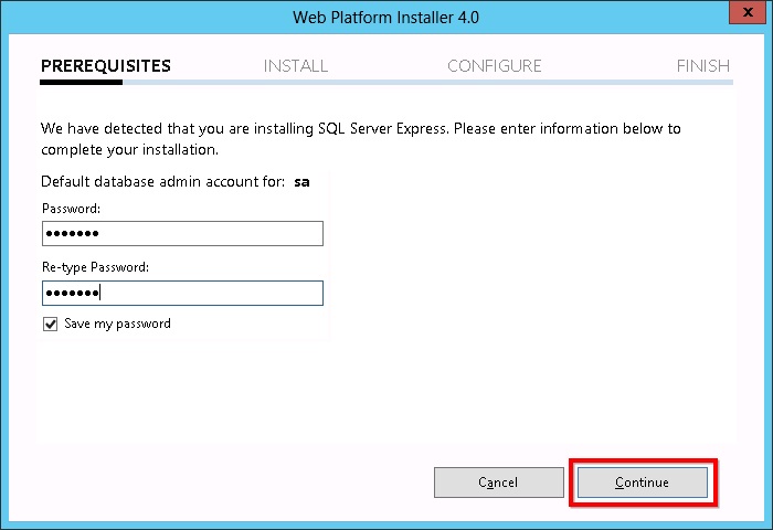 Service Management SQL Express Install with Web