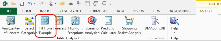 Fill From Example button in Table Analysis Tools Fill From Example button in Table Analysis Tools