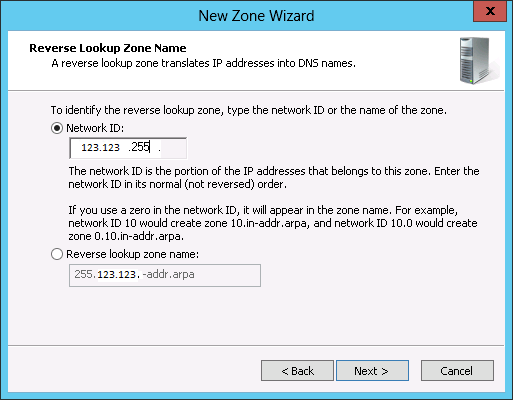 Screenshot that shows a New Zone Wizard page.