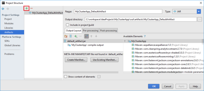 Artifact info in the dialog box