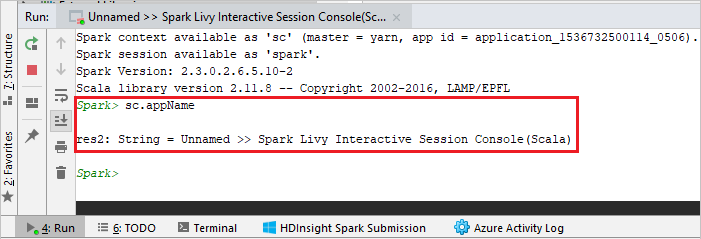 Interactive Console Result