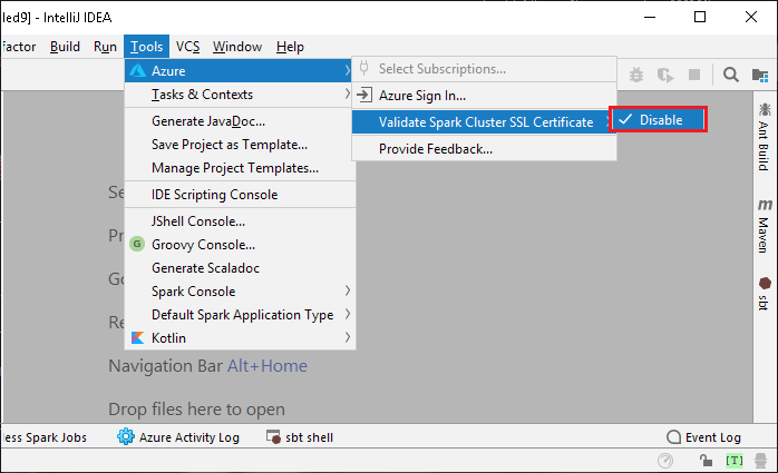 link SQL Server big data cluster - disable TLS/SSL