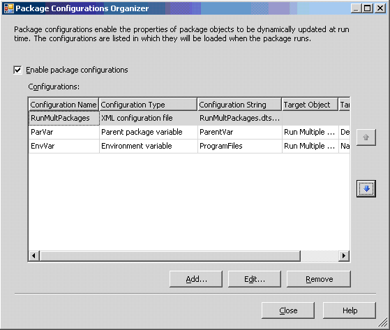 Figure 13: SSIS Package Configurations Organizer