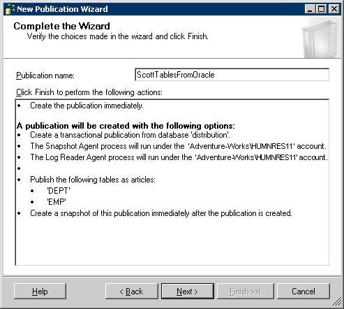 Figure 23. Completing the New Publication Wizard