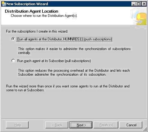 Figure 42. Specifying the Distribution Agent location