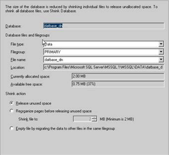 Figure 16: Shrink Files dialog box