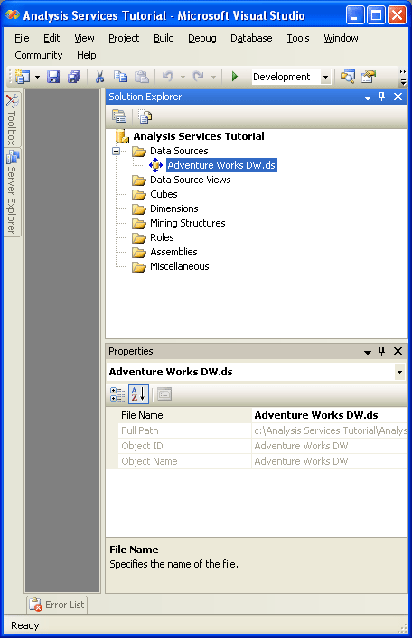 Adventure Works DW.ds in Data Sources folder