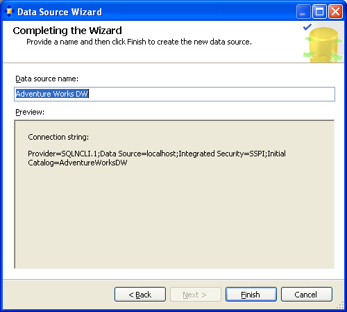 Completing the Wizard page of Data Source Wizard
