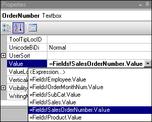 Textbox property dropdown, choose Expression
