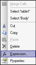 Right-click context menu, choose Expression