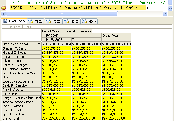 Existing values pinned by using FREEZE