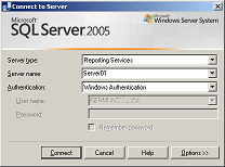 Report Server Connection dialog box