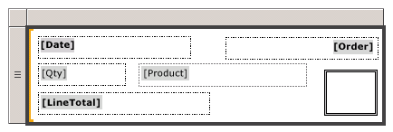 List in design view, 4 fields and an image