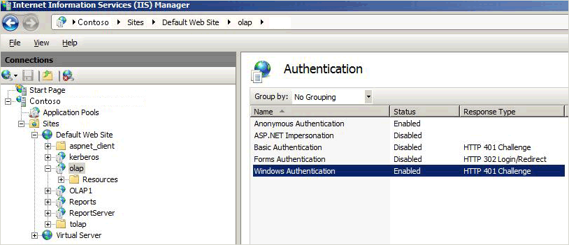 Screenshot of Vdir Authentication settings