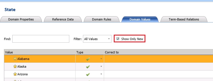 Show Only New Checkbox on Domain Values