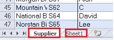 Excel - Supplier and Sheet1 Tabs