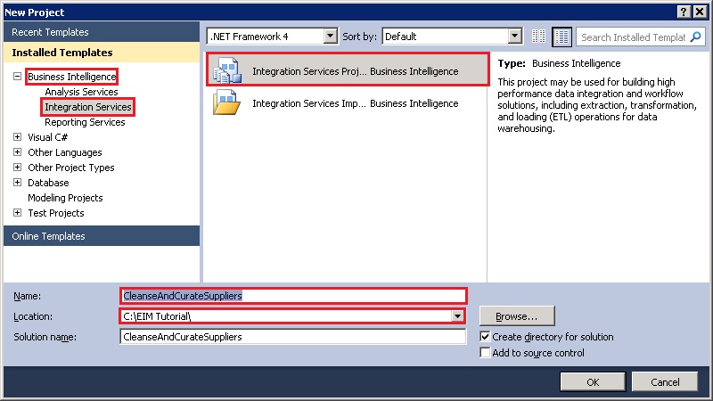 Visual Studio - New Project Dialog Box Visual Studio - New Project Dialog Box