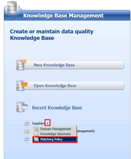 Matching Policy Menu on Main Page Matching Policy Menu on Main Page