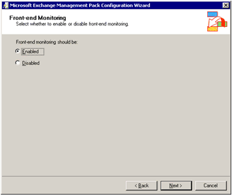 Figure 3.7   Configuration Wizard screen to disable or enable front-end monitoring