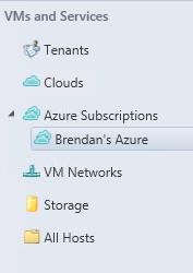 VMM, VMs and Services, Azure Subscriptions item