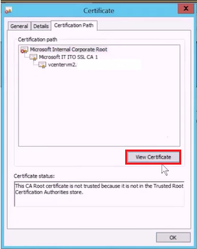 View Certificate button to add certificate
