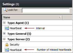 Administration workspace, Heartbeat settings