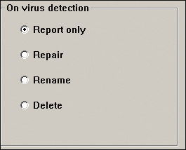 Figure 2 Use Report only mode in McAfee AVERT Stinger