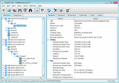 Charles Web Debugging Proxy analyzes HTTP traffic 