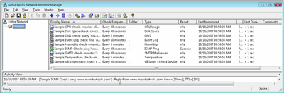 ActiveXperts Network Monitor includes sample checks to get you started 