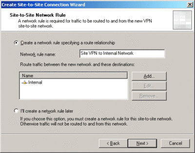 Figure 4 Create the network rule that routes traffic
