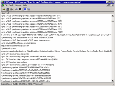 Figure 5 Synchronizing the updates as CIs in the SCCM database
