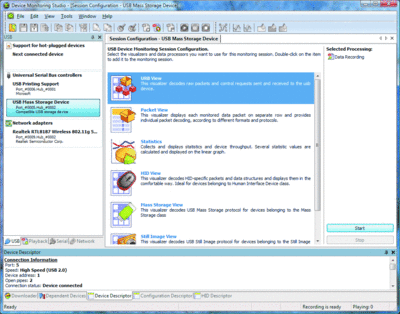 USB Monitor Professional records the commands passed to a USB device 