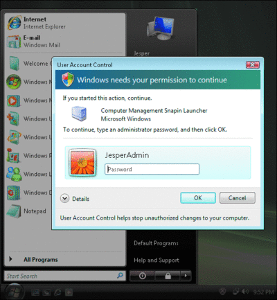 Figure 1 UAC approval dialog for administrator in admin-approval mode