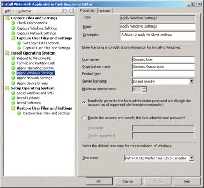 Figure 4 Editing steps for an operating system deployment