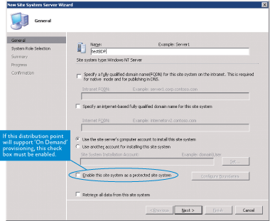 Figure 1 Configure client as a new site system