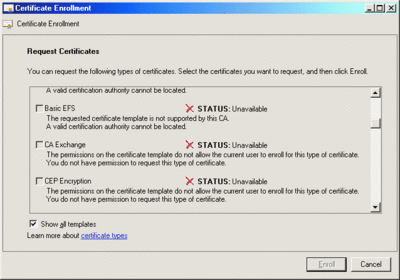 Figure 2 Status of unavailable certificates
