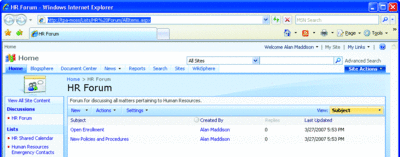 Figure 5 A sample discussion board with a couple of posts