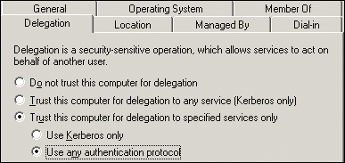 Figure 7 Correct authentication settings for smart cards