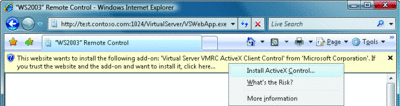 Figure 1 ActiveX Control installation information bar