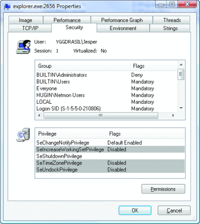 Figure 7 Under UAC, the Administrators SID is used only for denying access unless you elevate