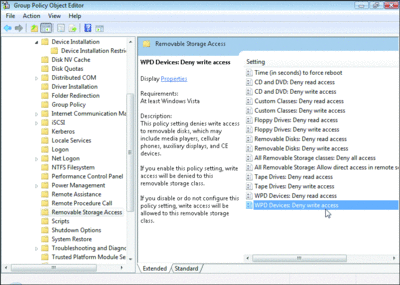 Figure 1 Predefined hardware restrictions in Group Policy