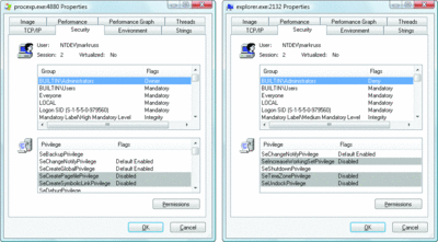 Figure 10 AAM administrator and standard user tokens