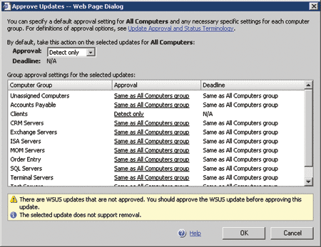 Figure 3 Approval Options for Updates