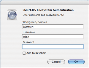 Figure 2 Macintosh Share Login Screen