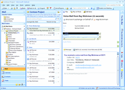 Figure 4 Playing Voicemail Messages through Outlook