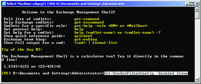 Figure 3 Enabling Sender ID using the Exchange Management Shell