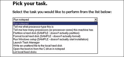 Figure 4 Choosing a Task