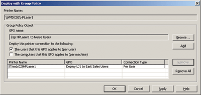 Figure 7 Deploying Printers via GPOs