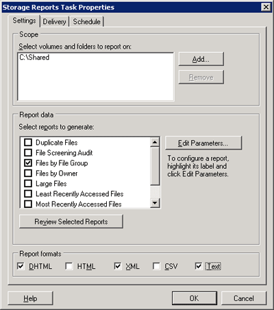 Figure 2 Creating a Scheduled Report Task